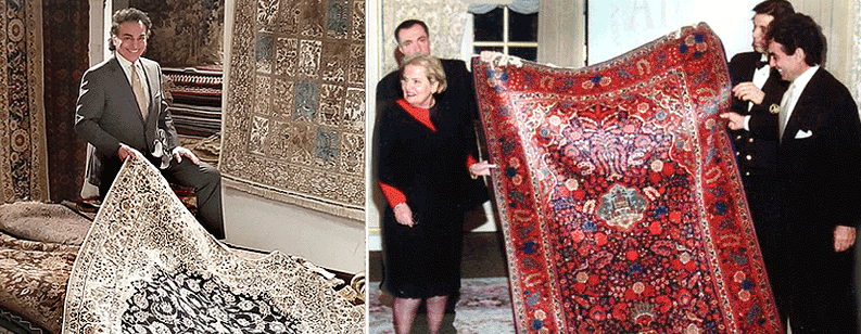 Examples of exquisite Persian rugs sold to celebrity clients