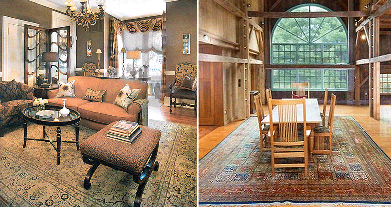 Exceptional interior design settings featuring Nejad Bakhtiari and Serapi rugs