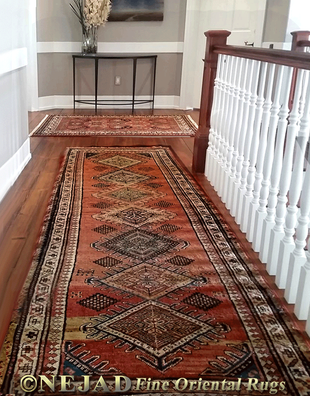 Kazak hall rug runner is a perfect accent to hallway in this estate home