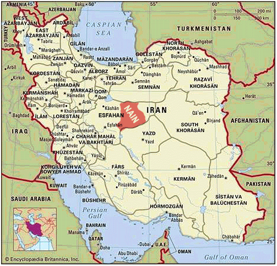 Map of Nain, Iran