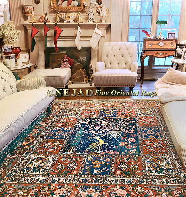 colorful Bakhtiari rug in room setting