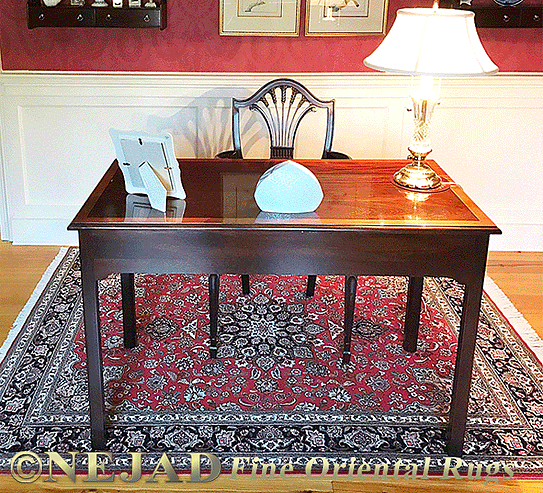 Home office with classic Tabriz rug by Nejad