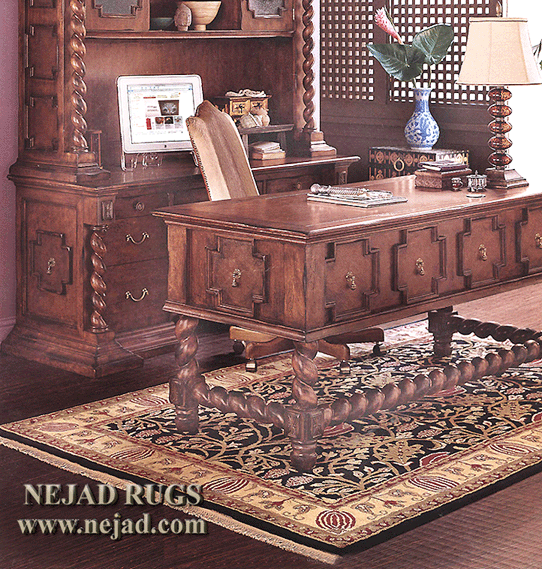 Nejad Arts & Crafts rug with classic home office furniture
