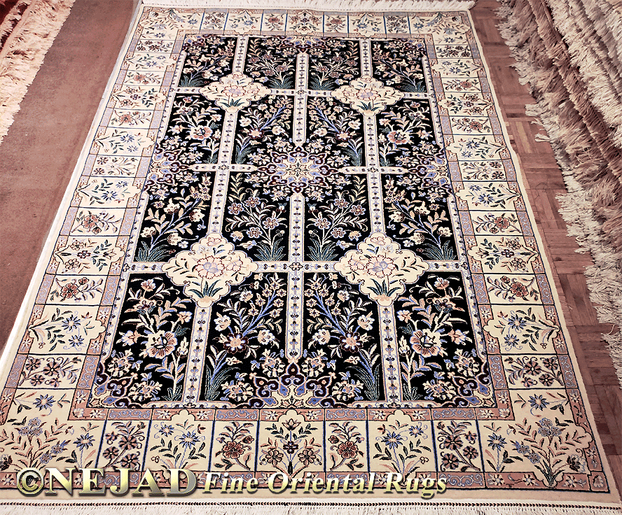 A hand-woven Nain Silk and Wool rug from Nejad