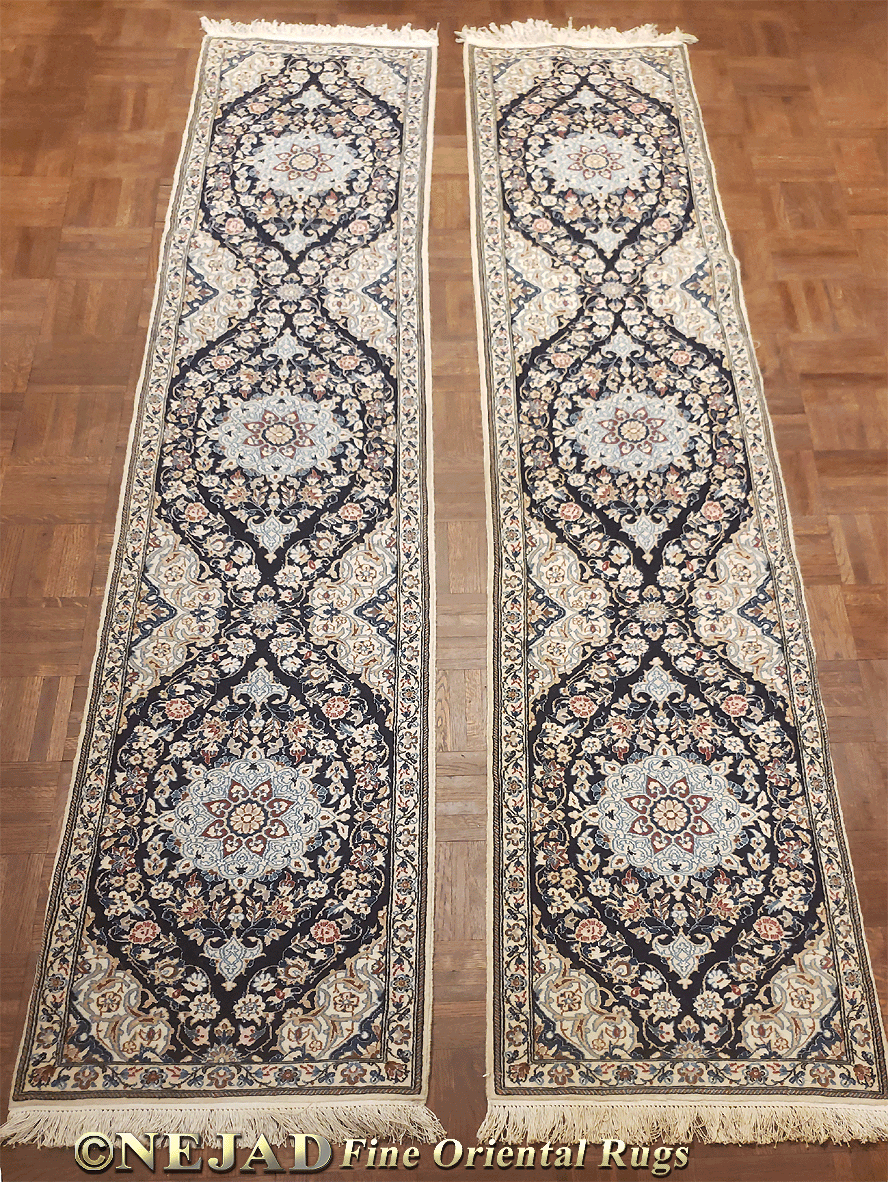 A pair of hand-woven Nain runners from Nejad