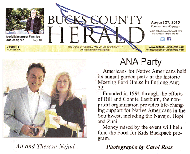 Nejad Sponsors ANA Garden Party to Benefit Native Americans