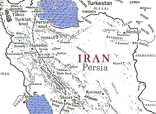Map of Persia - currently Iran - showing carpet-producing areas.