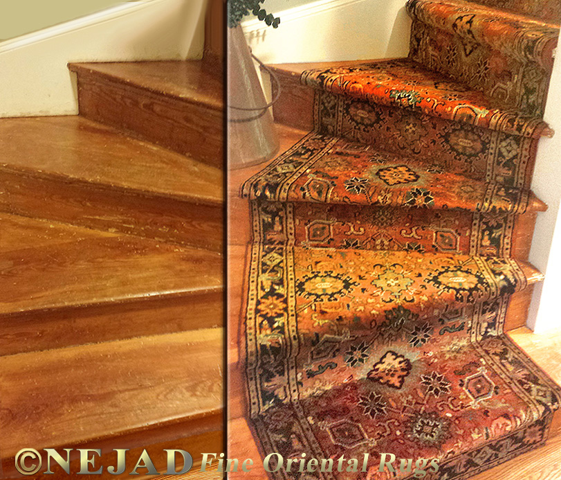 Nejad Rugs staircase runner Before-After Comparison