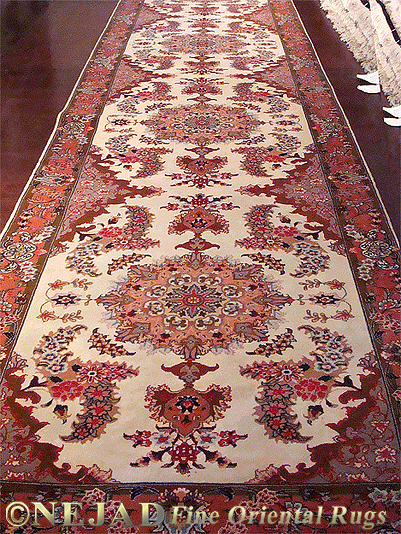 Persian Tabriz Silk & Wool 2' 10'' x 10'5'' #22358 Ivory/Rose